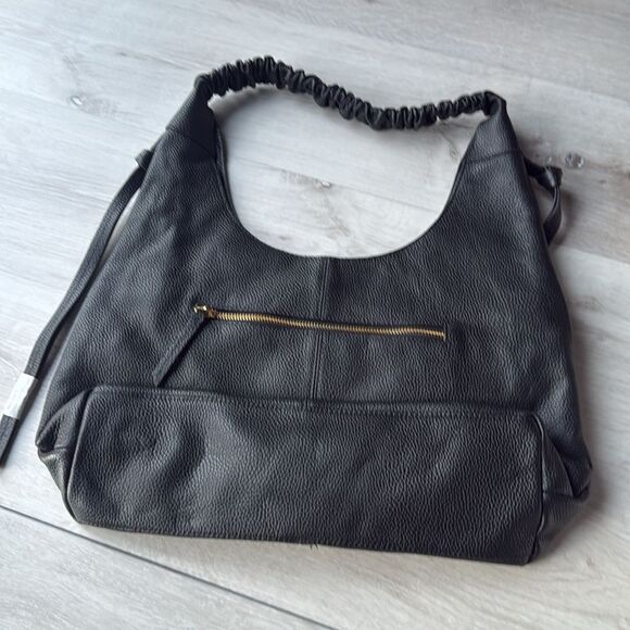 LAGGO Black Pebbled Leather Braided Handle Hobo Bag NWT in packaging - Picture 5 of 6